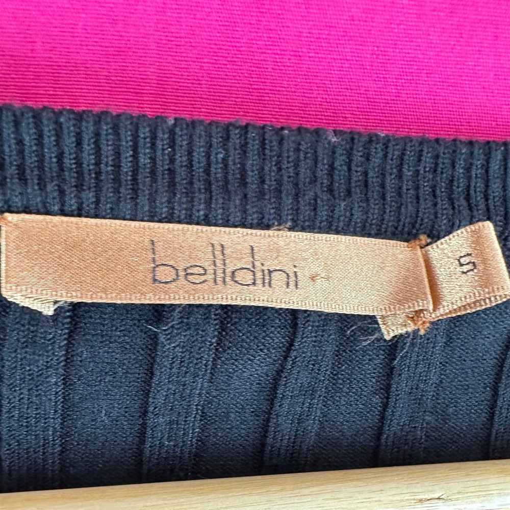 Black Beaded Ribbed Knit Long Sleeve Sweater Glam Party Belldini Small - Picture 9 of 17